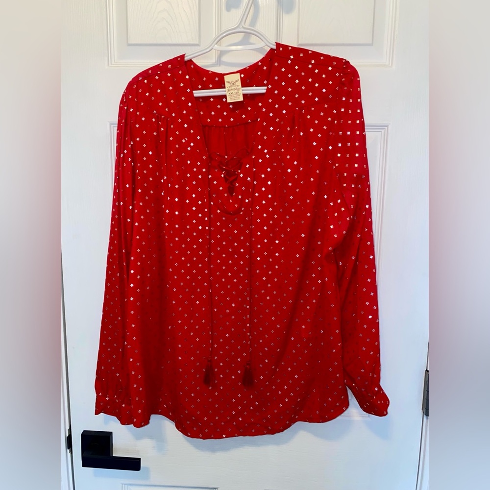 Red Silver Faded Glory Blouse